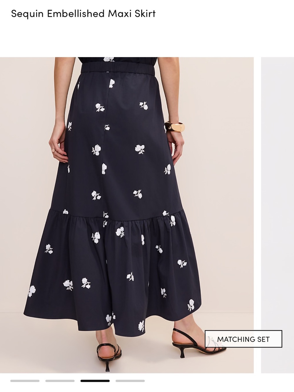 Ann Taylor sequin embellished Maxi Skirt navy & white in night sky
